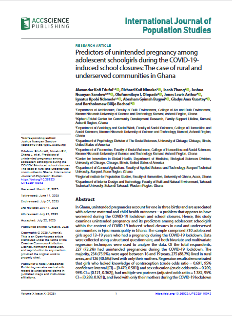 KIPHART-EDUFUL CENTER FOR COMMUNITY DEVELOPMENT RESEARCH (KECCDR), FASUL'S RESEARCH UNIT'S FIRST RESEARCH PAPER PUBLISHED BY IJPS